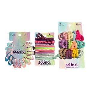 Scünci Hair Accessory Bundle - Snap Clips, Ponytail Holders & No-Damage Elastics